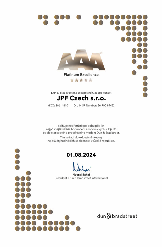 Certifikát AAA Platinum Excellence